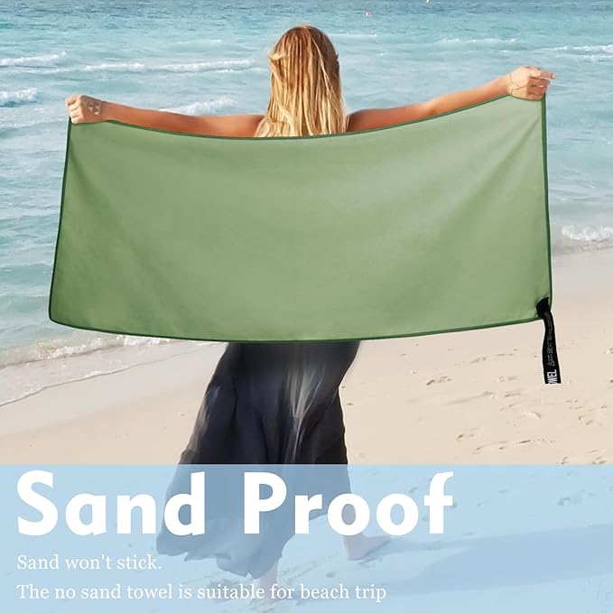 Microfiber Travel Towel, Soft Lightweight Quick Dry Towel, Super Absorbent Compact Travel & Sports & Beach Towels for Camping, Backpack, Gym, Swimming, Yoga, Hiking (L:24"×48" -Sage Green)