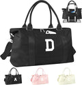 Initial Travel Duffel Bag Sports Gym Bag for Boys Teen Birthday Gifts,Black Personalized Weekender Bag Carry On Tote Bags for Men,Waterproof Overnight Luggage Bag Airplane Travel Essentials(Letter D)