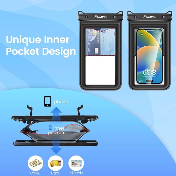 [Up to 8.5"] Floating Waterproof Phone Pouch, 2Pack Waterproof Phone Case with Lanyard for iPhone 16 15 14 Pro Max, Galaxy S24+ S23 S22, IPX8 Cellphone Dry Bag, Beach Essentials Travel Must Haves