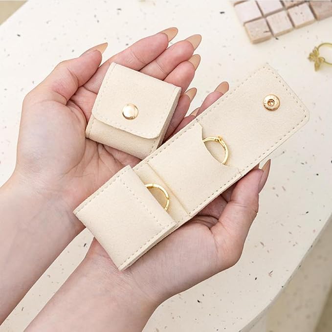 Mini Travel Jewelry Bag, 2025 New Travel Jewelry Case Organizer, Portable Foldable Compartment Auxiliary Mini Travel Jewelry Roll Bag With Buckle For Small Jewelry Earrings, Rings, Necklaces (F)