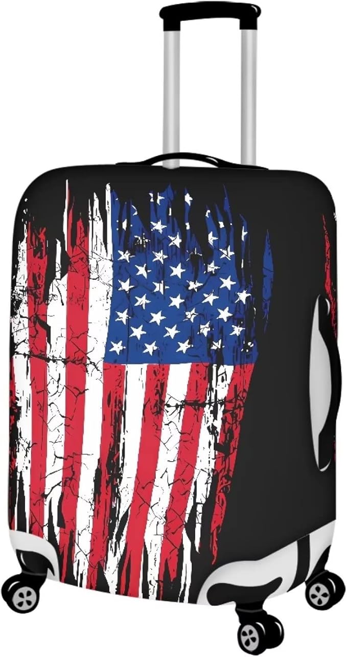 USA Flag Star Stripes Flag Luggage Covers Protector Elastic Spandex Baggage Case Fit 30-32 Inch, 4th of July Independence Day, American Flag Travel Suitcase Cover, Patriotic Flag