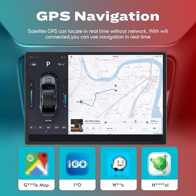 Kunfine CarPlay Android Auto Navigation Stereo GPS Radio Reverse Camera Display 13.1" QLED Touchscreen Headunit Tablet Pad Media Player for Subaru Forester 2007-2013, if Applicable Octa Core 6G+128G