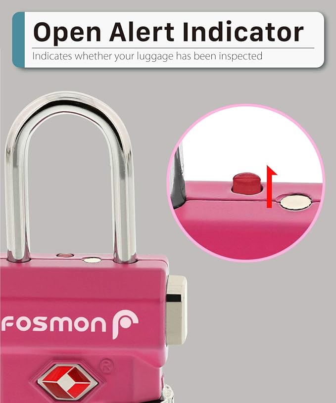 Fosmon TSA Approved Luggage Locks, Suitcase Travel Lock with Push Release Button for Extra Security, 3 Digit Combination Padlock for Gym Locker, Backpack Zipper Anti Theft, Gun Case - Blue, 2 Pack