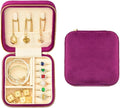 Travel Jewelry Case, Small Plush Velvet Jewelry Box for Women and Girls, Portable Jewelry holder organizer for Rings Earrings Necklaces Bracelets(Midnight Purple)