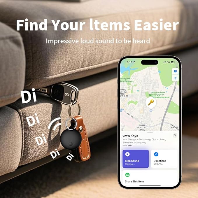 Smart Tag - 4 Pack Bluetooth Tracker Work with Find My (Apple's Official MFI Certification), Key Finder Item Locator Smart Tag for Keys, Luggage, Wallet, Bike, Black (NOT for ANDRIOD and Huawei)