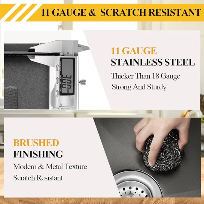 Black Kitchen Sink, Stainless Steel Drop In 15x17x9 Inch Single Bowl Topmount Kitchen And Bar Sink Combo-Stainless Grid,Drain Basket,Faucet Mat,Drain Strainer Set for Modern Style Kitchen&Bar