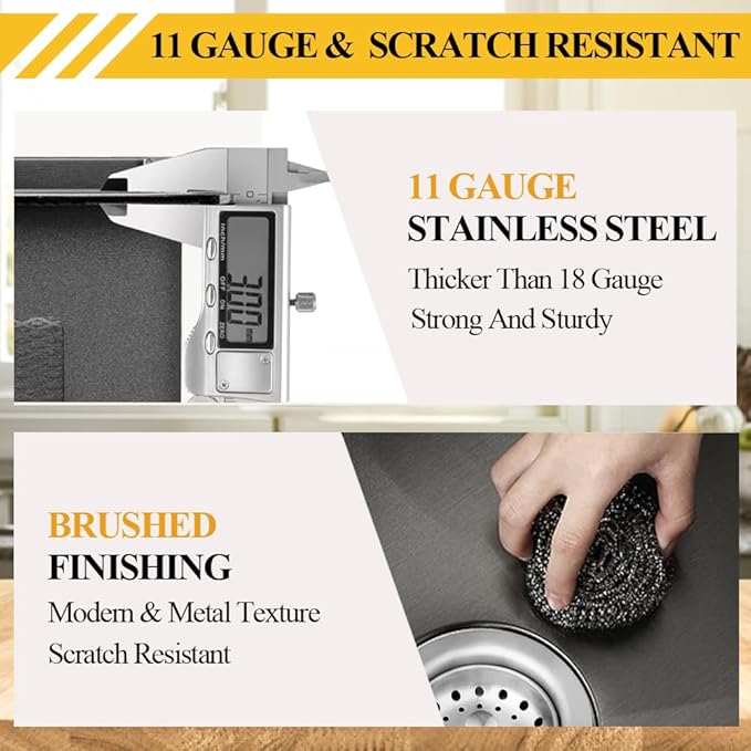 Black Kitchen Sink, Stainless Steel Drop In 33x22x9 Inch Single Bowl Topmount Kitchen Sink Combo-Stainless Grid,Soap Dispenser,Faucet Mat,Drain Strainer Set for Modern Style Kitchen&Bar