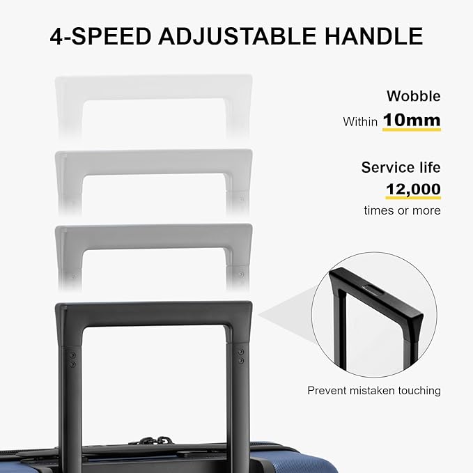 LEVEL8 Trunk Luggages, 28 Inch Luggage with Spinner Wheels, Luminous Textured Checked Large Hard Shell Lightweight with Tsa Lock, Navy