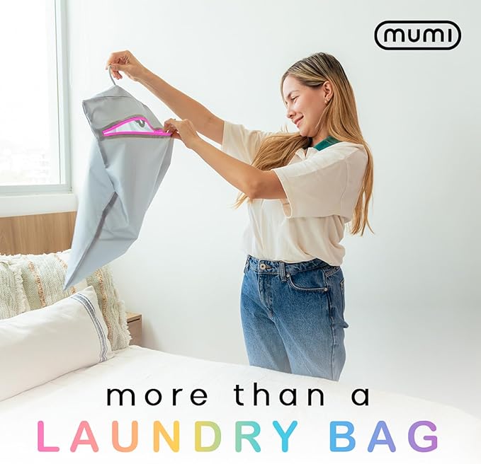 MUMI Travel Laundry Bag – Moisture & Smell-Proof Wash Bag with Folding Hanger & Outer Pouch | Large Washable Bags for Suitcase, Gym & Packing | Clothes Organizer for Trips & Storage - Orange
