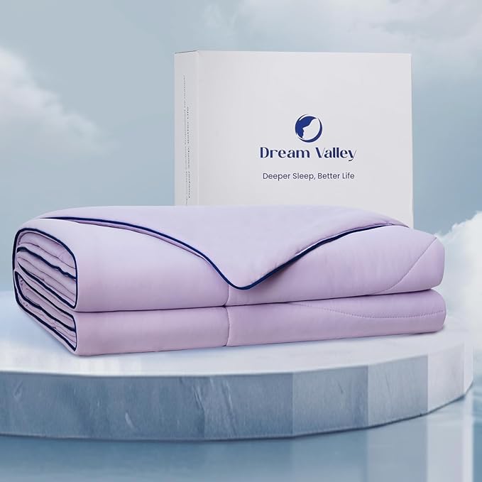 Dream Valley® Outlast® Deepsleep Cooling Comforter, Full/Queen Size, NASA-Grade Space Technology Cooling Blanket for Hot Sleepers Night Sweats, Q-Max > 0.45 Aerocool™ Breathable, Lavender Fog, 90"x90"