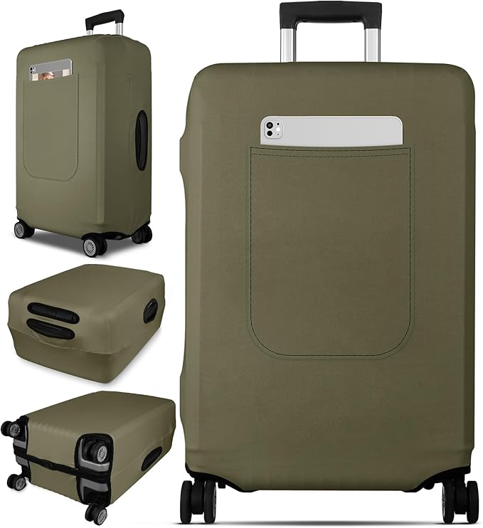 Slohif Luggage Cover for Suitcase Tsa Approved Protector - Luggage Sleeve Suit Case Cover Travel Stretch Large Baggage Case Protective Washable Fit 26-28 Inch Green