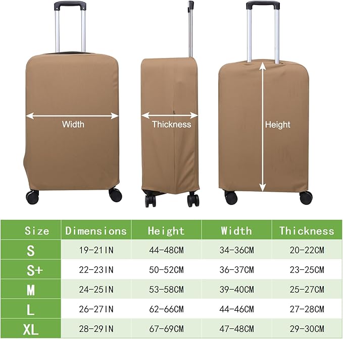 PATIKIL Luggage Cover, Suitcases Covers Elastic Carry on Cover Protector Washable Scratch-Resistant Fits 24-25 Inch Luggage for Travel Business Trips, Khaki