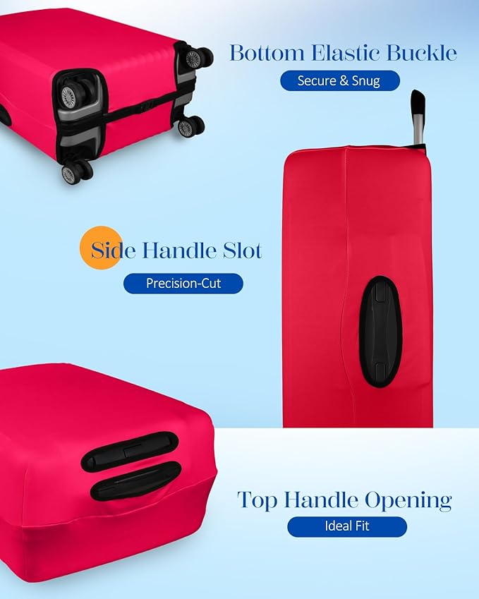Slohif Luggage Cover for Suitcase Tsa Approved Protector - Luggage Sleeve Suit Case Cover Travel Stretch Large Baggage Case Protective Washable Fit 26-28 Inch Wine Red