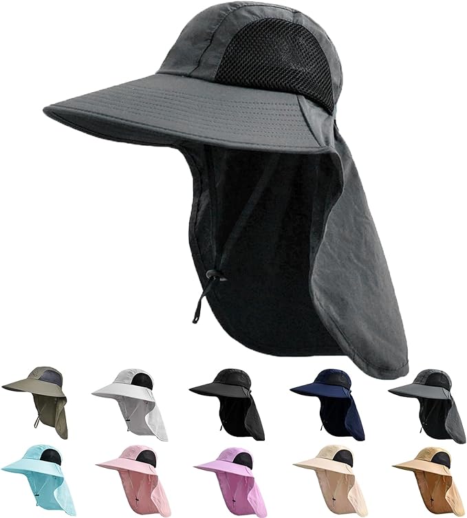 Sun Hat for Men Women with Neck Flap,UPF 50+ UV Protective Hiking Fishing Hats,Wide Brim Sun Hat for Women&Men