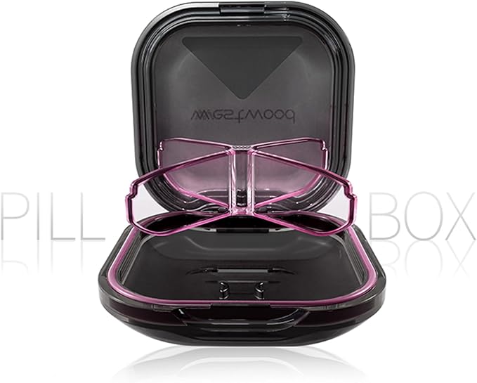 1 Pack Small Purple Pill Organizer, 4 Compartments, Compact Stylish Cute Travel Camping Pill Box Daily Medicine Pill Case, Portable and Moistureproof to Store Vitamins, Medication and Supplements