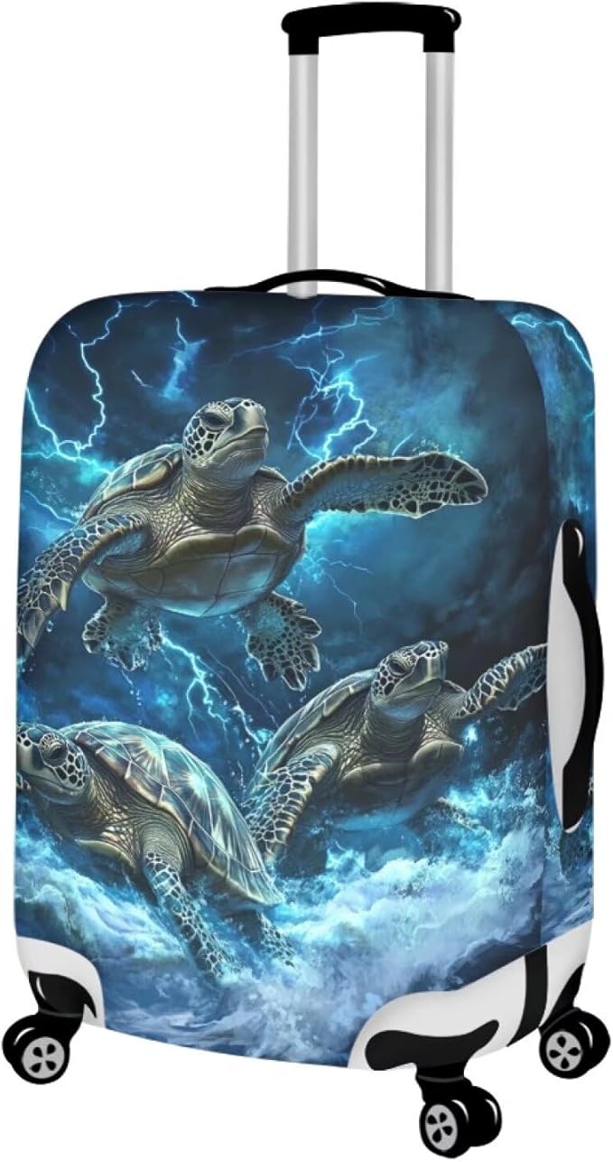 Sea Turtle Suitcase Cover Fits 30-32 Inch Luggage with Zipper Anti-Scratch Spandex Luggage Cover Washable Stretchable Travel Suitcase Covers for Luggage Universal Baggage Cover(Size XL)