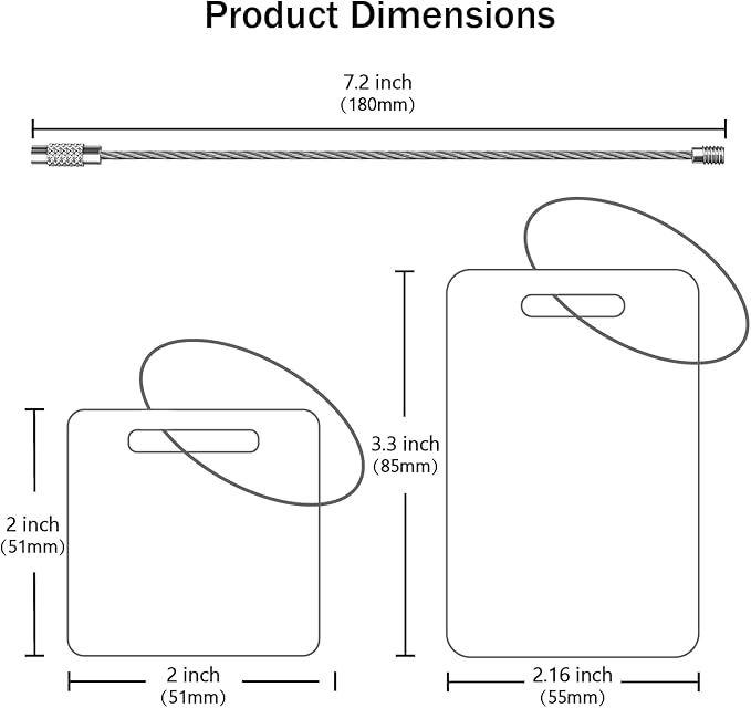 （2-Pack） Stainless Steel Custom Luggage Tags - Laser Engraved Personalized Travel Tags - Custom Name Identification Tags: for Suitcases, Backpacks, Bags and More (Silver)