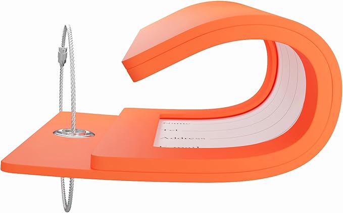 Gostwo 2 Pack Luggage Tags for Suitcases, 26 Initial Letter Travel Luggage Baggage Identification Labels ID Tag Fully Bendable Tags with Stainless Steel Loop (Orange) (Letter H)