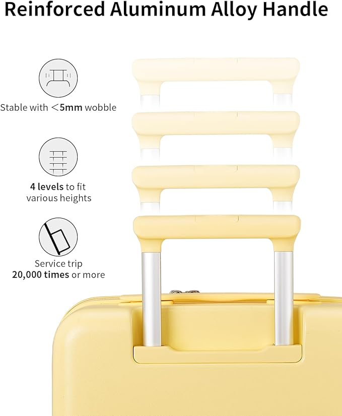 aji Expandable Top Opening Carry On Luggage Airline Approved, 20 Inch Lightweight Hardside Carry On Suitcase with Spinner Wheels, Travel Luggage with Laptop Compartment for Women Men, Cheese Yellow