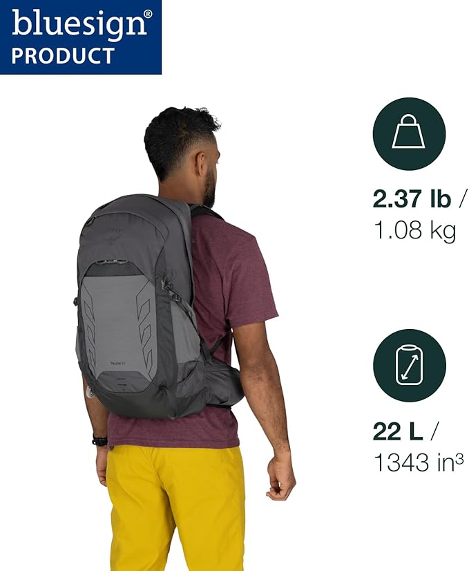 Osprey Talon 22L Men's Lightweight Hiking Backpack with Hipbelt, Green Canopy/Pine Leaf