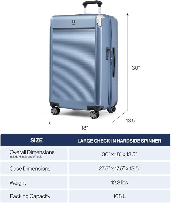 Travelpro Platinum Elite Hardside Expandable Checked Luggage, 8 Wheel Spinner, TSA Lock, Hard Shell Polycarbonate Suitcase, Metallic Sand, Checked Large 28-Inch