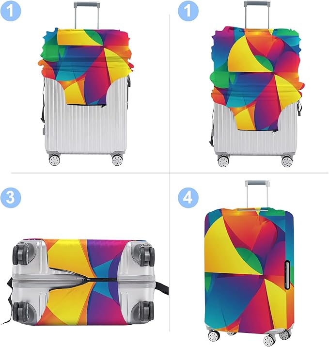 Luggage Cover Washable Suitcase Protector Anti-Scratch,Stretchable Fit for 20-34Inch Luggage Durable Travel Bag Cover with Zipper Closure (Multicolored, L(fits 28-30Inch suitcase))