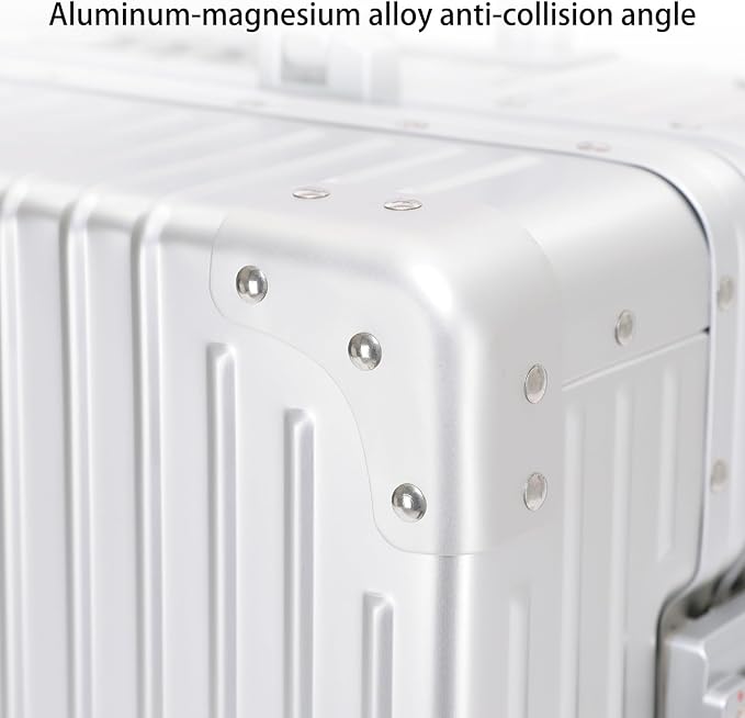 Metal All Aluminum Carry-on Luggage TSA Customs Lock Zipperless Silent Rotary Wheel Business Suitcase Aluminum Frame Set (red, 2Piece(20/28))