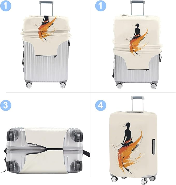 Luggage Cover Washable Suitcase Protector Anti-scratch Suitcase cover Fits 20-34 Inch Luggage (Girl-6, L(28-30inch suitcase))