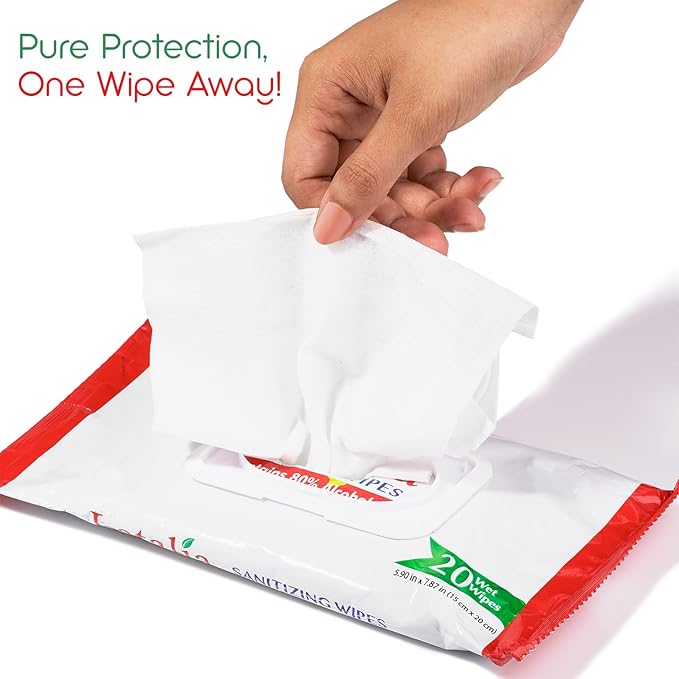 Hand Wipes | 80% Alcohol Hand Sanitizer Wipes for Hands & Face Moisturizing, Gentle, Convenient and Fragrance Free (Pack of 3, 20 Counts)