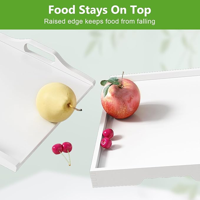 Bed Tray Table with Folding Legs,Bamboo Breakfast in Bed for TV Table,Tray,Eating,Snack Tray,Laptop Computer (White, Medium)