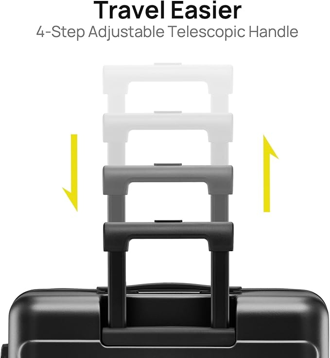 Carry on Luggage 22 X 14 X 9 Airline Approved, 20 Inch Luggage for 3-5 Days Travel, Double Spinner Wheels, 100% Hardshell PC, TSA Lock (01-Black (Basic), Checked 26-Inch)