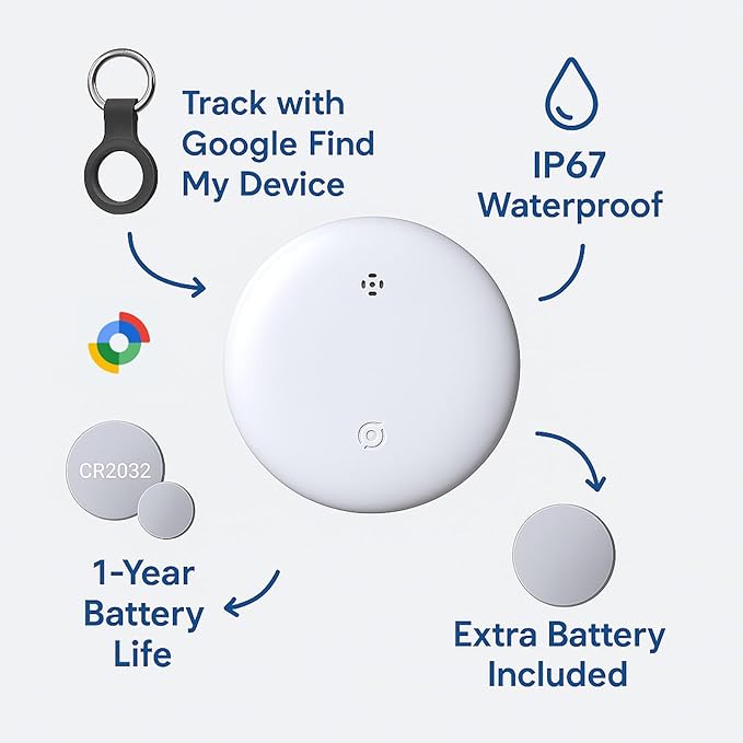 air Tags-4 Pack Android,Android Compatible Air Tracker Tag - Tracker Tags for Android Phones, Supports Google Find My Device, 2025 New Model (4 Pack Multiple Colors)