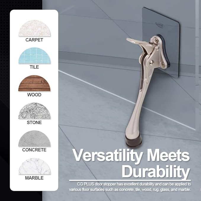 One-Touch Doorstop Adhesive Bracket (Black, 6inch x 2pack)