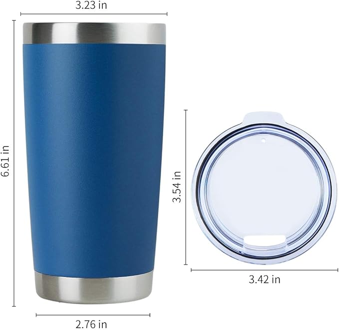DOMICARE 20oz Stainless Steel Tumbler Bulk with Lid, Double Wall Vacuum Insulated Travel Mug, Powder Coated Coffee Cup, Dark blue, 4 Pack