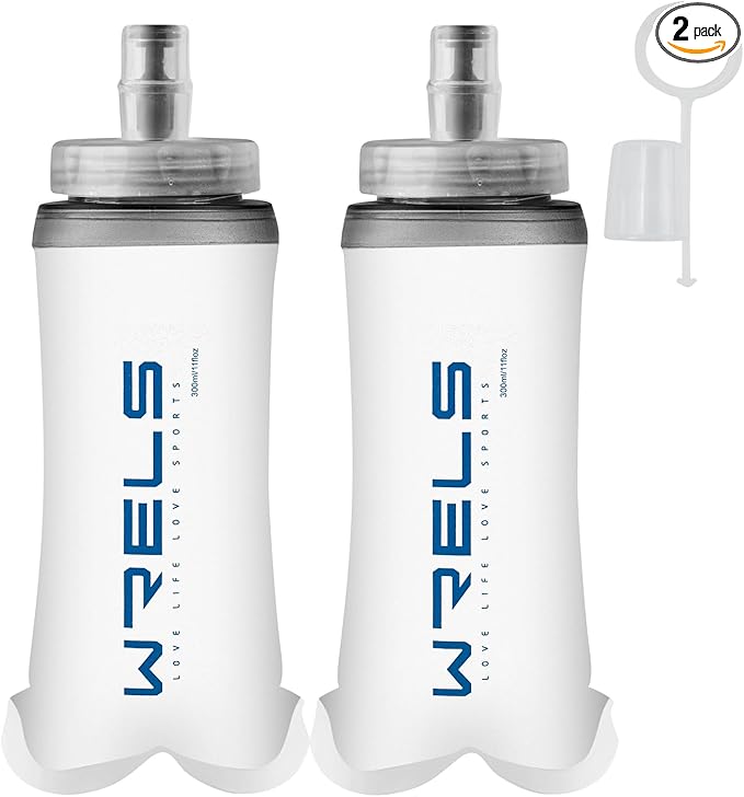 Soft Flasks Soft Running Water Flask Collapsible Soft Water Bottles Small BPA-Free for Sports Hiking Hydration Pack 500 ml/17oz，300 ml/10oz（2pack-300ml,blue）