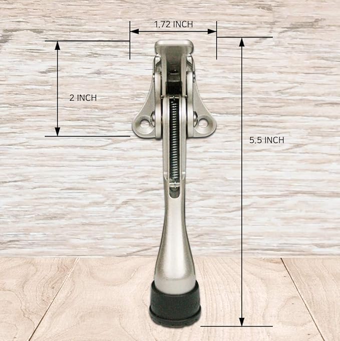 Door Stopper, One-Touch semi-Automatic Metal Door Stopper, with Non-Slip Rubber Tip for Wood, Concrete, Tiled, and Carpeted Floors (4inch x 1pack, Black)