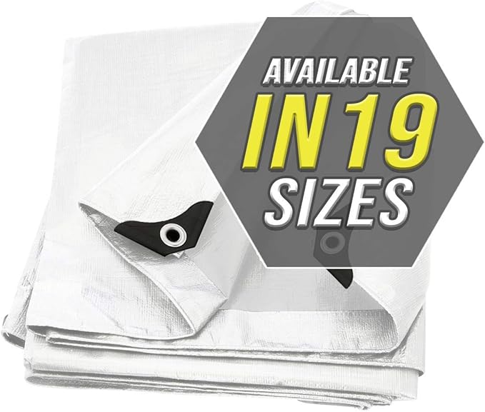 Large Waterproof Tarp - Heavy Duty 10 Mil Thick Poly Tarpaulin Ideal for Canopy Tents, Boats, RV or Pool Covers - Multipurpose Protective Tarps with Grommets for Indoor, Outdoor Use | 10' x 20' 2 Pack
