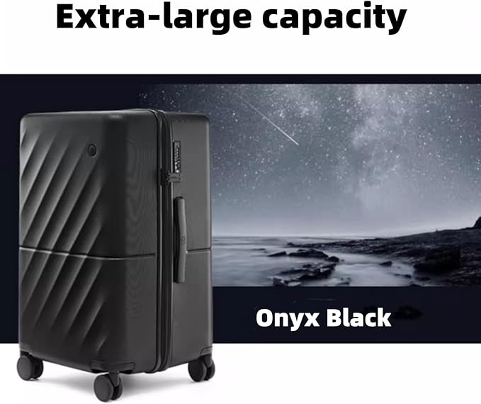 Trunk Luggage 24 Inch, Medium Checked Luggage with Double Spinner Wheels, Anti-Burst Zipper, Hard Case PC Suitcase, Lightweight Travel Luggage, TSA Approved (Onyx Black, Hudson)
