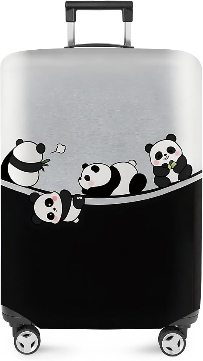 ANNA QUEEN Panda Family Luggage Cover, Cute Panda Design Suitcase Protector, Stretchable Washable Travel Sleeve for 28-30 Inch Luggage