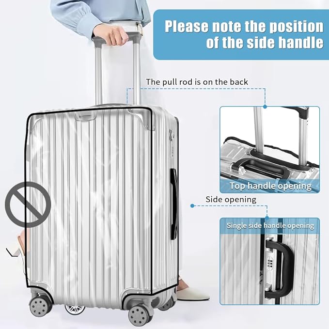 Yotako Clear PVC Suitcase Cover Protectors 26 Inch Luggage Cover for Wheeled Suitcase (26'')