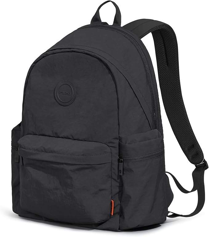 mixi Outdoor Lightweight Backpack Casual Carry On Laptop Backpack Travel Bookbag for Women Men, Water Resistant Durable Hiking Bag for Camping Weekender Sports College Work, 17 Inch, Black