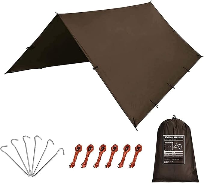 KALINCO Waterproof Camping Tarp Tent Hammock Rain Fly, 13X13FT, Mutifunctional Tent Footprint Lightweight Tarp for Camping, Hiking and Survival Shelter