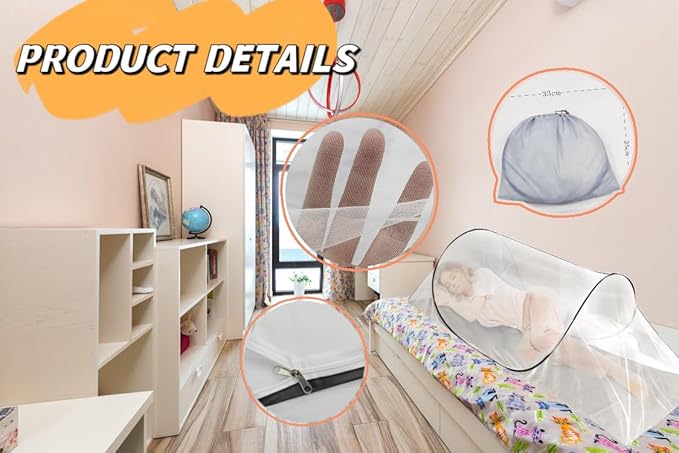 SuperDen Pop Up Mosquito Net, Foldable Mosquito Net Tent for Bed Camping Travel Patio,Portable Mosquito Tent Pop Up Outdoor (1 PCS)