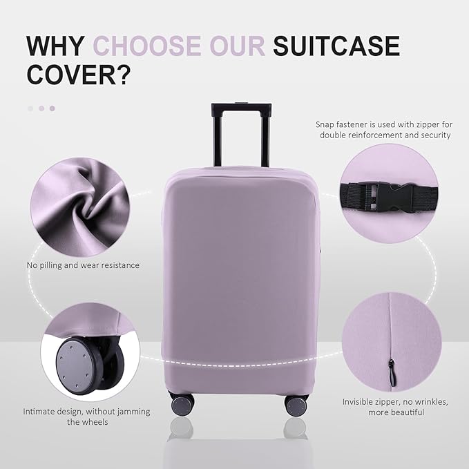 Travel Luggage Cover Suitcase Protector Scratch-Resistant Fit 19-31 Inch Suitcase, Not Included Suitcase (Lavender Purple, S(19-21 inch))