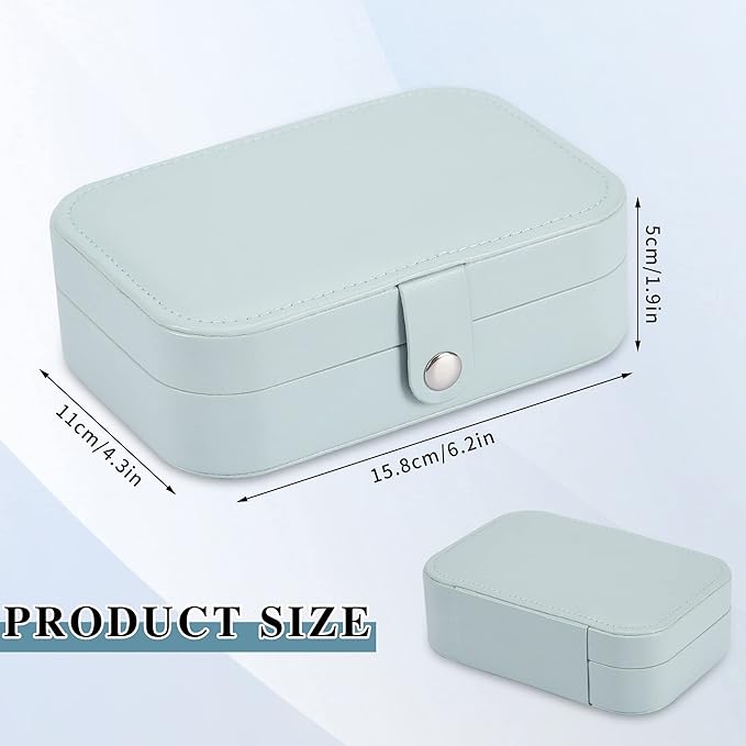 Travel Jewelry Box, PU leather Small Jewelry Organizer For Female Girls, double layer portable mini travel case for storing earrings, rings, necklaces.(Blue)