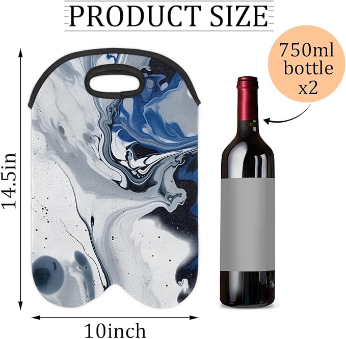 Wine Carrier Tote Personalized Bag for 2 Bottles - Neoprene Wine Bottle Holder with Carry Handle, Wine Protective Bag Insulated Bag Beer Cans Water Bottle Holder for Travel Picnic,Style2