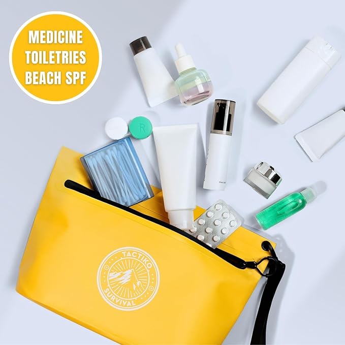 3-Pack Tactiko Heavy-Duty Splash Water Resistant Zipper Pouches - 3 L Hold-All Organizers for Dry Bags, Travel Bags (3, Yellow/Orange/Gray)