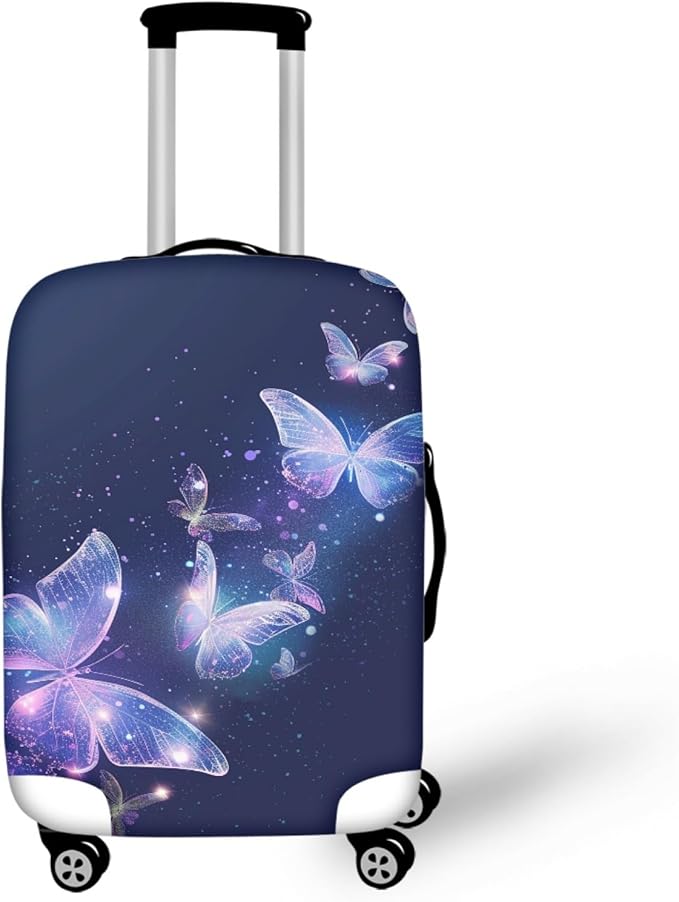 Travel Luggage Cover Anti-scratch Baggage Suitcase Protector Fits 22-25 Inch Luggage, Purple Crystal Butterfly