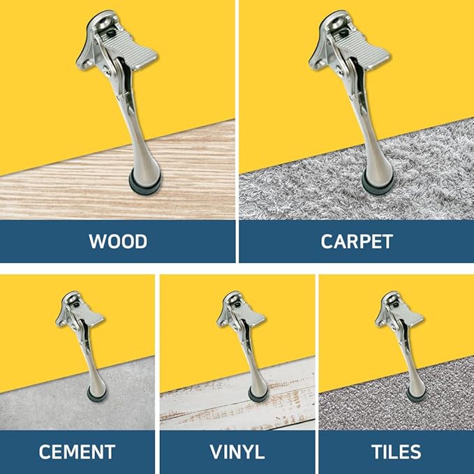 One Touch Kickdown Door Stopper, Door Holder, Heavy Duty Door Stops, Bottom of Door, Height-Adjustable Rubber Tips by HASHI (Antique Bronze 6 inch x 1pack)