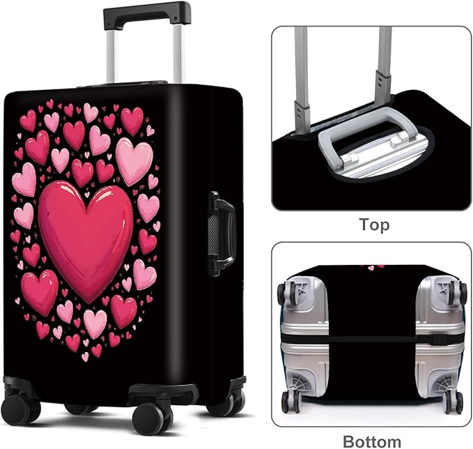 Luggage Cover Washable Suitcase Protector Anti-Scratch,Stretchable Fit for 20-34Inch Luggage Durable Travel Bag Cover with Zipper Closure (Heart, L(fits 28-30Inch suitcase))